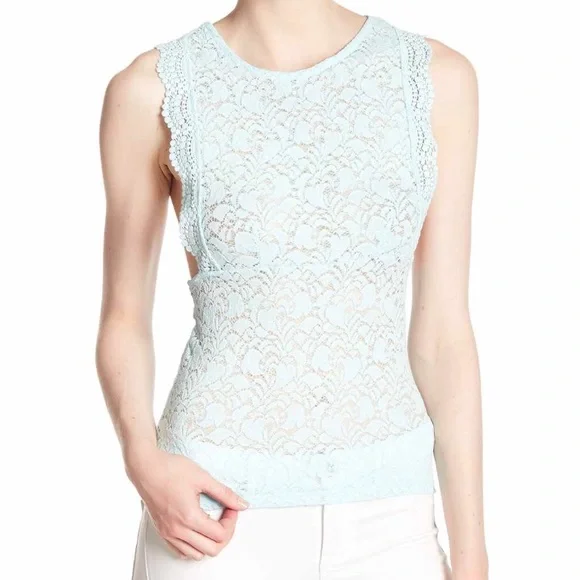 NWT Free People Sure Thang Lace Tank mint green M - Picture 1 of 4